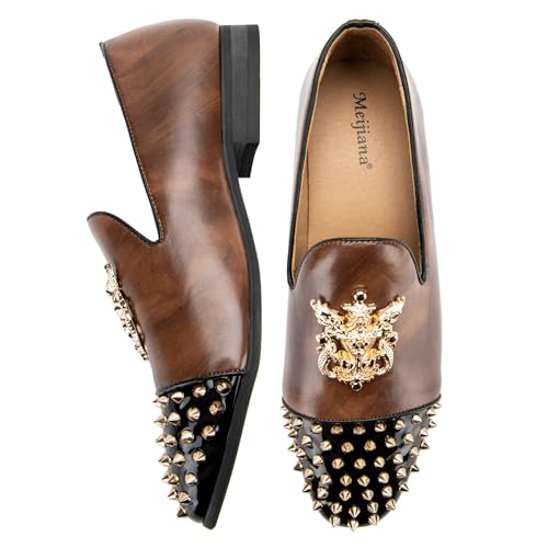 Image of Meijiana Mens Velvet Loafers Dress Shoes with Metal Embellishments Party Luxury Loafer Shoes