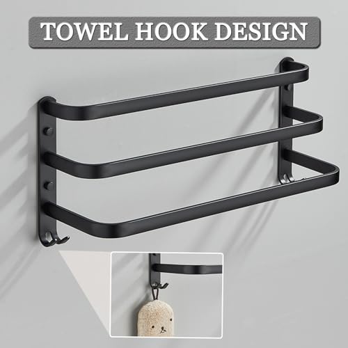 Toallero de pared en acero inoxidable duradero de 70 cm con diseño premium de 3 niveles 6