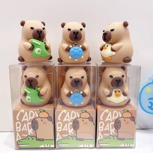 3 Pcs Cute Pencil Sharpener Cartoon Capybara Sharpener Small Manual Pencil Sharpener Kawaii PVC Sharpener Stationery School Office Supplies (Capybara)