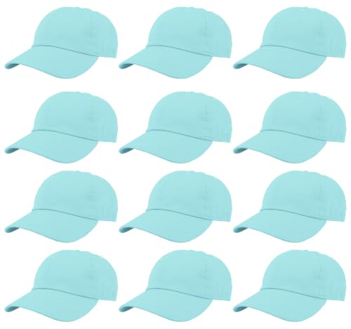 Image of Gelante Baseball Caps Hats 100% Cotton Plain Blank Adjustable Size Wholesale Bulk of 12 Pack