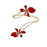 SCRDPRAD Colorful Flower Arm Cuff Bracelet for Women Boho Upper Arm Bangle Bracelet Holiday Summer Beach Jewelry Gifts (Red)