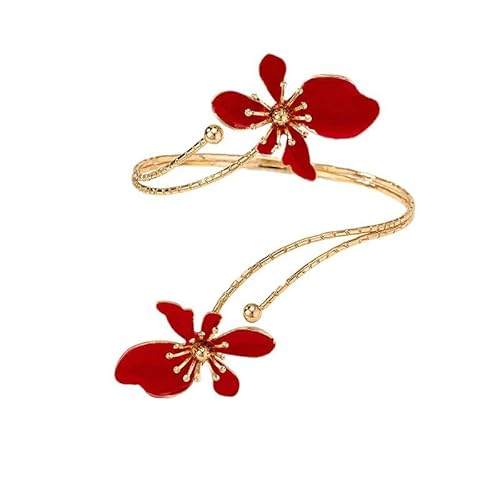 SCRDPRAD Colorful Flower Arm Cuff Bracelet for Women Boho Upper Arm Bangle Bracelet Holiday Summer Beach Jewelry Gifts (Red)
