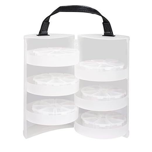 Rayher 39499000 Sortierbox, für Kleinteile, rund, ø 13cm, mit Tragegriff, transparent, für Bügelperlen, Pailletten, Perlen, Schmucksteine, Strass und Glitter, Rondell, Schmuckschatulle, Box Round