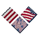 HankieWorld Bandanas 3 pack 22 inch Cotton Paisley Kerchiefs for Men and Women(US flag)