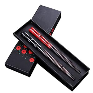 New Reusable Chopsticks with Case Dishwasher Safe, Wooden Chopsticks Set of 2