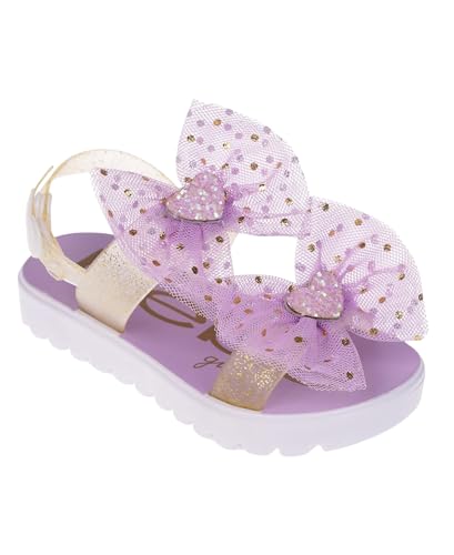 bebe Girl's Flat Sandals - PCU Sandals with Flower, Bow, and Rhinestone Details for Toddler/Little Kid/Big Kid