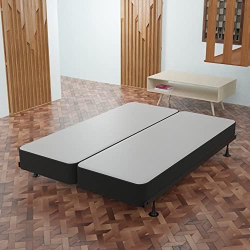 Greaton, 8-Inch Sturdy Box Spring for Mattress Support-Durable and Fully Assembled, Natural Wood Foundation for California King, Black