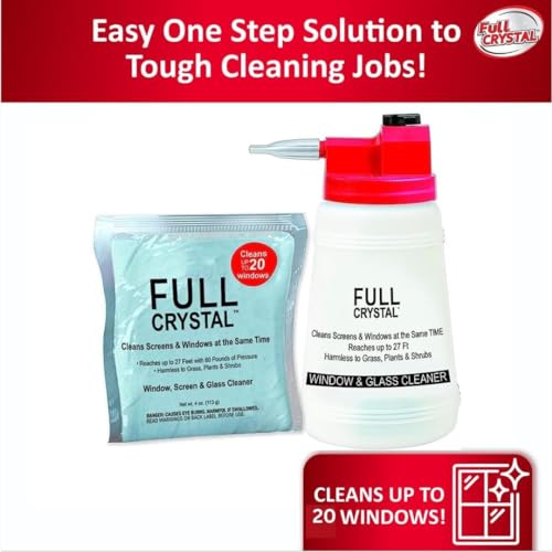image for Full Crystal Window Cleaning Kit- 4 oz Glass Cleaner and Bottle with 2