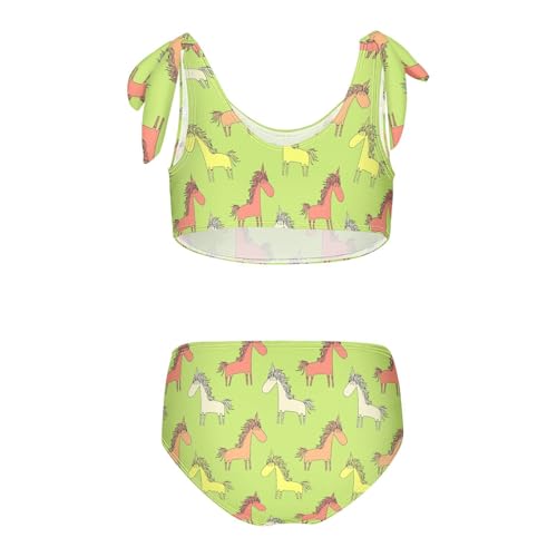 Toddler Girls Bikini Set Colored Unicorns Swimsuits Kid Bowknot Swimwear 2 Piece Bathing Suit 3-12T2