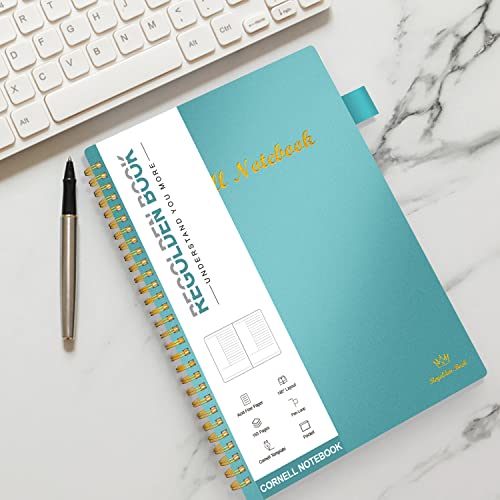 Regolden-Book Cornell Note Notebook, Study Note Taking System, Classic And Simple Design, Ldeal For Easy Learning And Record Keeping (Teal) #TOP5