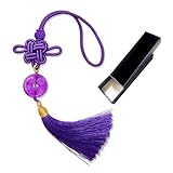 Ori Yuan Crystal Feng Shui Coin, purple Tassels Chinese knot, combines traditional Chinese good luck charms with modern crystal energy, wealth, good fortune and success. 1 pack