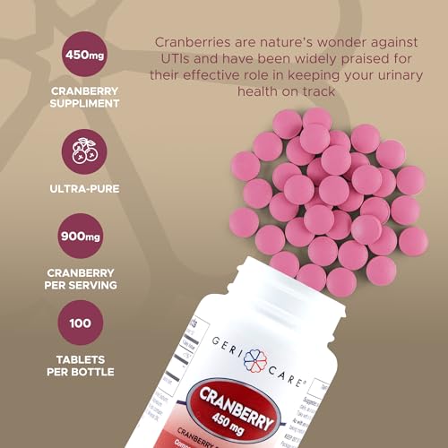High-Potency Cranberry Supplement By GeriCare- 450mg Pure Cranberry Tablets For Urinary Tract Health- Natural UTI Prevention For Men & Women- GMO, Gluten & Dairy Free Cranberry Concentrate [100 Count] - Thumbnail 3
