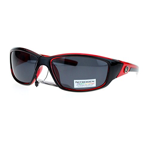 Nitrogen Polarized Mens Classic Oval Plastic Warp Sport Sunglasses Red2