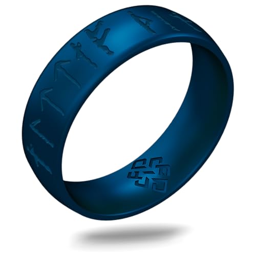 Knot Theory Viking Silicone Ring - Yours Always in Rune Characters Breathable Comfort Fit - Valentine's Engagement Wedding Band