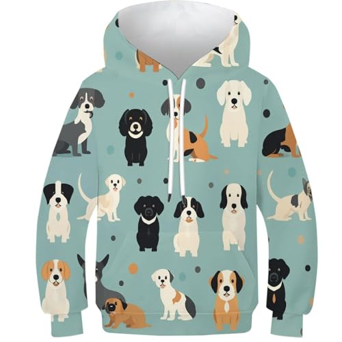 Sweat à capuche chien 3D pour garçon de 12 à 14 ans avec poches