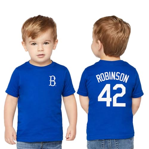 Outerstuff Jackie Robinson Brooklyn Dodgers #42 Infant/Baby Size Player Name & Number T-Shirt (Blue, 18 Months)