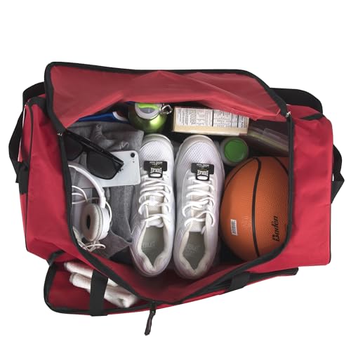 55 Liter, 24 Inch Lightweight Canvas Duffle Bags For Men & Women For Traveling And Gym Sports Equipment Bag (Red 1) - 3