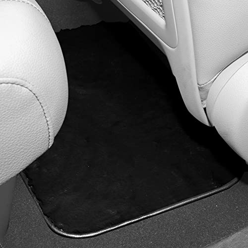 Image of FH Group Universal Fit Full Set Doe16 Faux Rabbit Fur Automotive Floor Mats fits most Cars, SUVs, Trucks and Vans Black