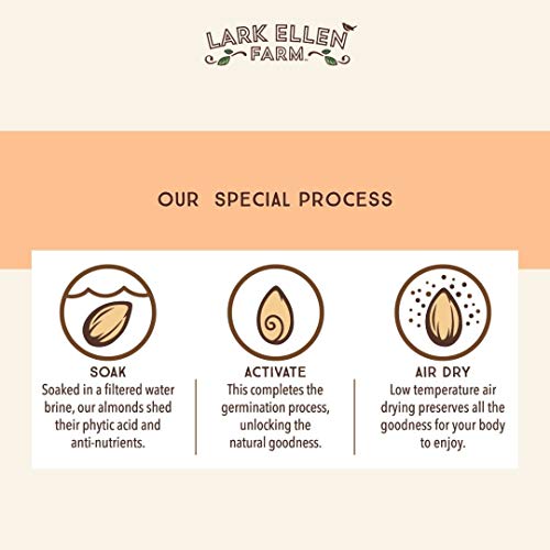 Lark Ellen Farm Raw Almonds, Sprouted Unsalted, Steam Pasteurized, Certified USDA Organic, Gluten-Free Whole Shelled California Premium Nuts (10 oz, 3 Pack)