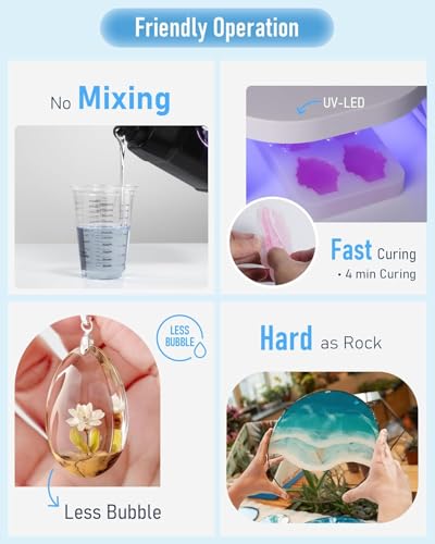 Nicpro UV Resin 200g, 2 PCS Crystal Clear UV Glue Hard, High Viscosity & Quick Curing UV Epoxy Resin Kit for Jewelry Making, Craft, Doming, Coating and Casting