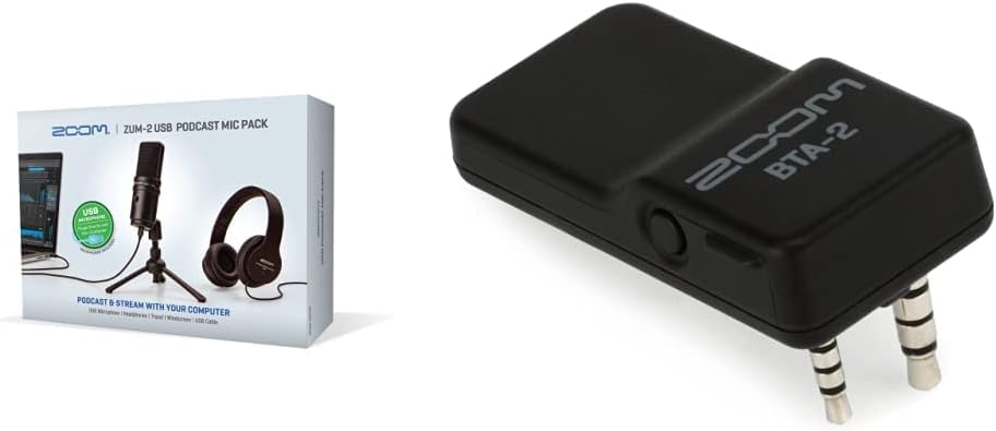 Zoom Zum-2 Podcast Mic Pack + BTA-2 Bluetooth Adapter Bundle
