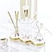 mDesign 3- Section Makeup Brush Organizer for Bathroom Vanity - Plastic Brush Holder for Makeup - Storage Cup for Eyeliner, Lipstick, Concealer - Cosmetic Holder, Lumiere Collection, Clear/Soft Brass
