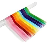 Colored hair extensions 24 Inch Rainbow Hair Synthetic straight Hair Extensions for Women Girls Kids