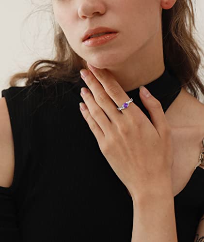 Yl 925 Sterling Silver Engagement Ring 5Mm Created Amethyst Infinity Ring For Women-Size10 #TOP1