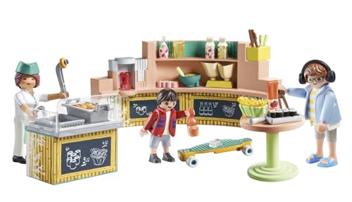 Playmobil 71538 Stand de Restauration Rapide - Comprend Trois Personnages, Un comptoir de Vente, Un Grill avec friteuse et Un Panier - MyLife - Dès 5 Ans