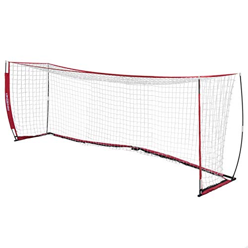 PowerNet Soccer Goal 24 x 8 | Regulation Goal Size | Portable Instant Net | Collapsible Metal Base | Durable Vertical Bow Posts | Quick Setup Easy Storage | 1 Goal+1 Wheeled Carrying Bag | Full Size