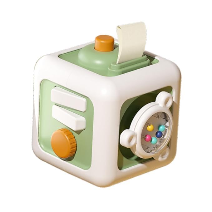 Image of Busy Cube for Kids Montessori Toy Sensory Busy Board Travel Toy for Toddlers (Green)