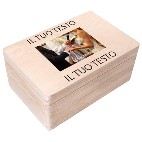 Creative Deco Il tuo Testo + Foto Personalizzata Idea Regalo Scatola di Legno | Personalizzato Scatole dei Ricordi | Per Donna, Uomo e Coppie | Stampa a colori | Per Compleanno, Pasqua, Feste