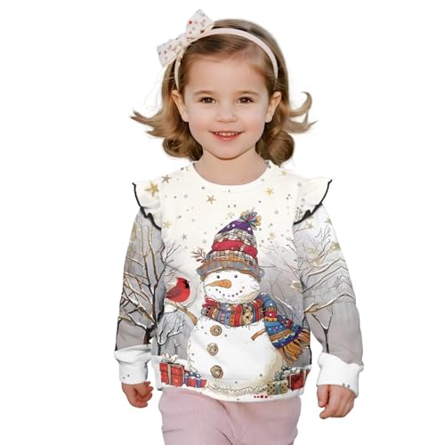 Sweat-shirt de Noël filles cadeau idéal vêtement d'hiver imprimé bonhomme de neige
