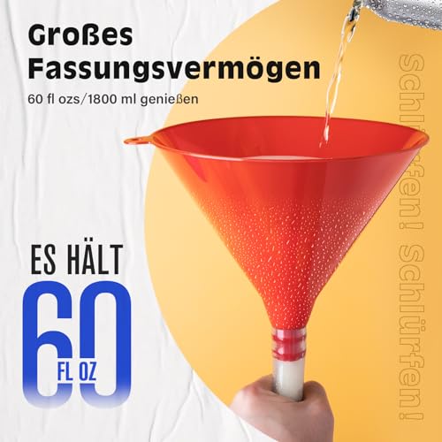 SMOQIO Trichter mit Schlauch, Doppelkopf Trichter mit Ventil, Zusätzlicher Flaschenöffner, 1er-Pack