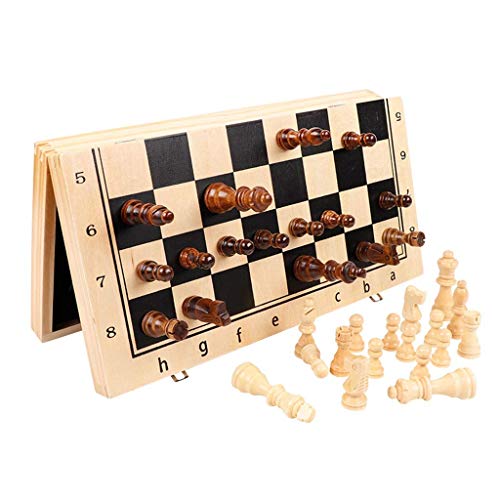 Preisvergleich Produktbild MU Chess Magnetic Holzschachspiel, Klappbrett, Handgehte Bewegliches Spielraum Schach-Brettspiel-Sets Mit Spielfiguren Ablagefächer Schachspiel,34Cm