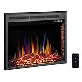 R.W.FLAME 39" Electric Fireplace Insert,Freestanding & Recessed Electric Stove Heater,Touch Screen,Remote Control,750W-1500W with Timer & Colorful Flame Option