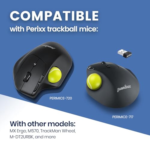 Image of Perixx PERIPRO-303 TNB 1.34 inches Matte Sports Trackball - Fun Novelty Tennis Ball Design - Compatible for M570, M575, PERIMICE-517 /520 /717 /720, and Other 1.34 inches Trackball Mouse