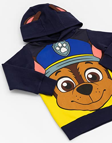 Paw Patrol Bluza z kapturem dla dzieci | Chłopcy Dziewczęta Chase Marshall Skye Everest LUB Opcje swetra Rubble | Żółty Granatowy Czerwony Różowy Niebieski Uszy 3D, Chase, 4-5 lat