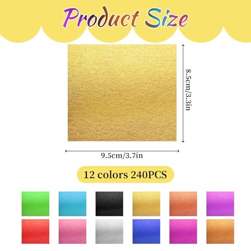 image for Xthrotsenk 240 Sheets Gold Leaf Sheets 12 Colors Gold Foil Leaf Multi-