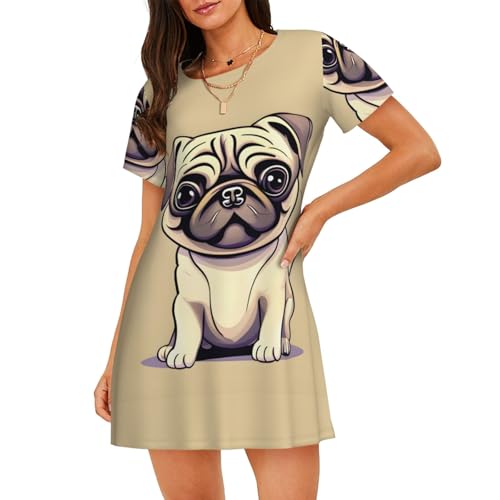 Chemise de nuit courte carlin anti-chaleur pour un sommeil léger