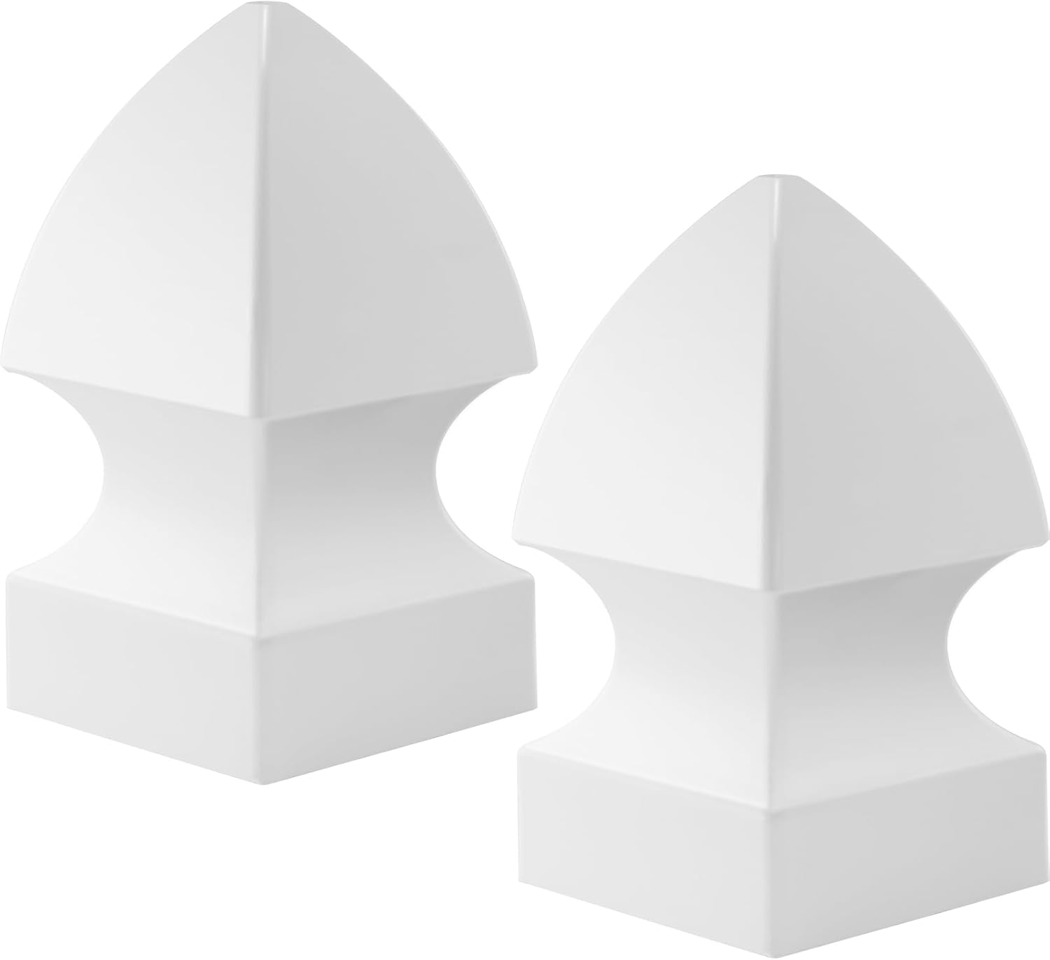 Canomo 5 x 5 inches White PVC Gothic Post Caps Decorative Outdoor Vinyl Fence Post Caps for Fence, Staircase, Porch, Deck, Patio, Garden (2 Packs)