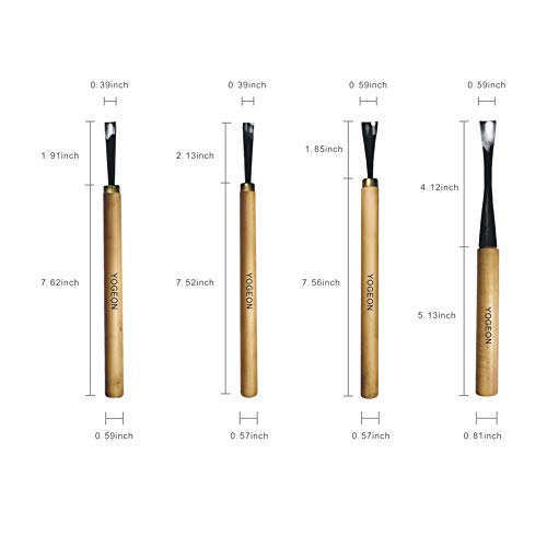 YOGEON Wood Spoon Carving Tools, 4-in-1 Wood Carving Kit ith Portable Canvas Bag for Spoon Bowl Cup Woodworking