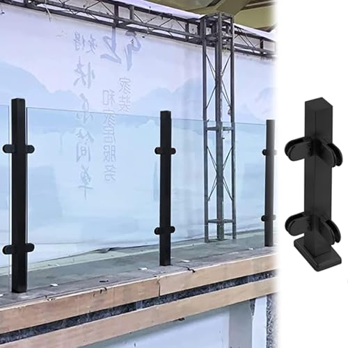 Poste de barandilla negro para balcón moderno, conector de balaustre de acero