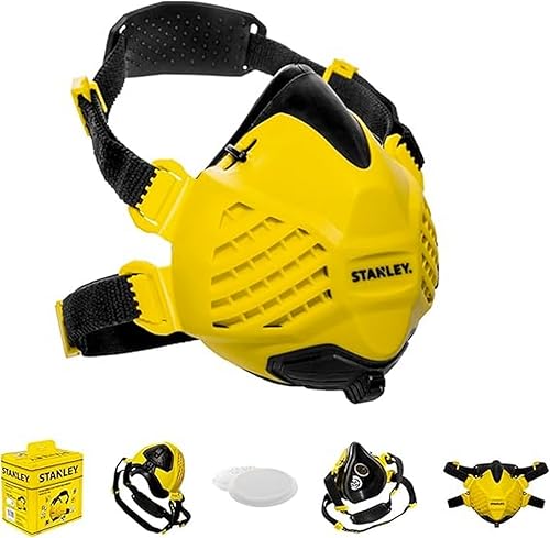 STANLEY Masque Anti-Poussière Demi-Masque Respiratoire Noir/Jaune Taille M/L