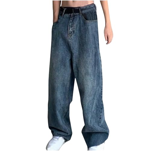 90s W&LT Denim Pants ② High Waisted Denim Wide Leg Pants for Women Y2k Streetwear