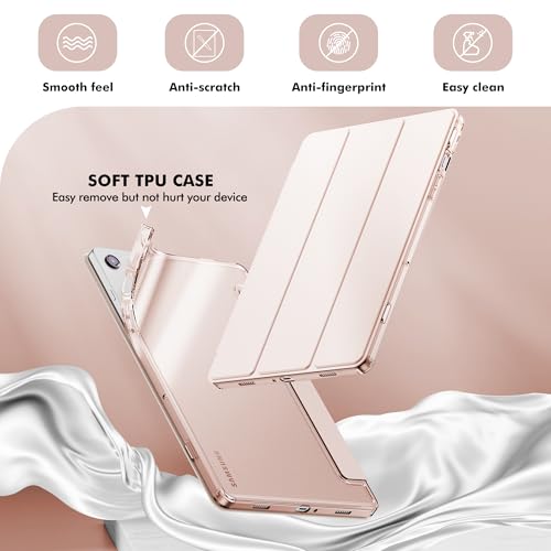 INFILAND Case for Galaxy Tab A9 Plus 5G, Slim Stand Crystal Clear Protective Smart Cover for Samsung Galaxy Tablet A9+/A9 Plus 11 Inch 2023 Model (SM-X210/X216/X218)[Auto Wake/Sleep] Rose Gold by INFILAND - Image 4