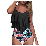 Zegeey Damen Badeanzug Mode Sexy Hoch Breast Rüschenmuster und Geteiltem Bikini Set Zweiteiligen Bademode Beachwear Frauen Swimwear Zweiteiliger Strandbikini