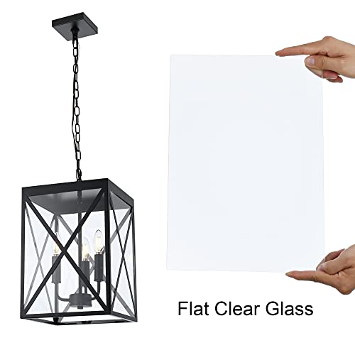 Melucee 3-Light Outdoor Chandelier Lighting Black Indoor Lantern Pendant Light Exterior Ceiling Light Fixtures With Clear Glass For Patio Porch Entryway #TOP6