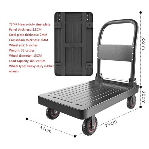 Carretilla plegable de plataforma multiusos con ruedas de goma miniatura 2