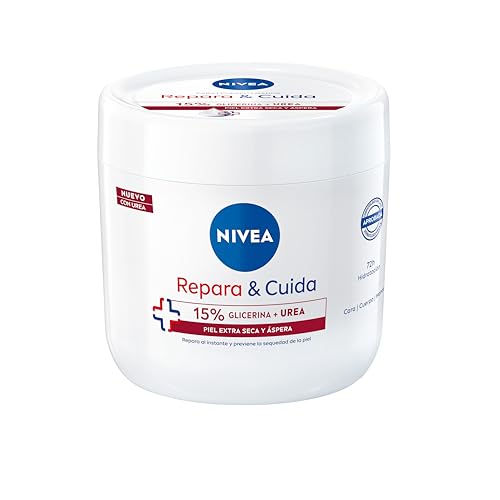 NIVEA Repara & Cuida Crema hidratante corporal, facial y para manos (1 x 400 ml), crema hidratante con glicerina y urea, 72 h de hidratación para piel extra seca y áspera